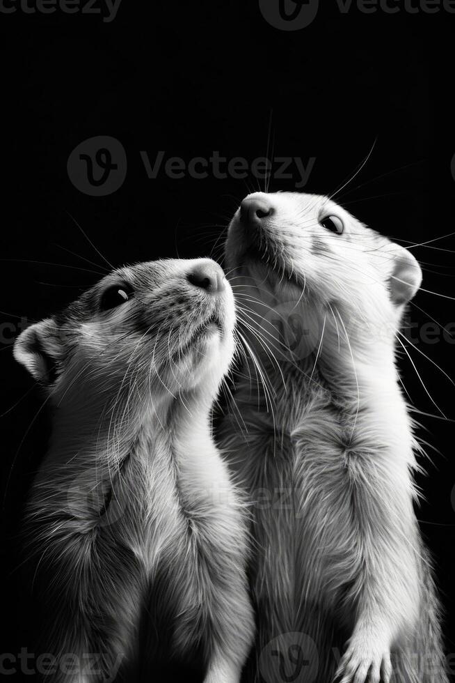 portrait studio photograph of mustelids photo