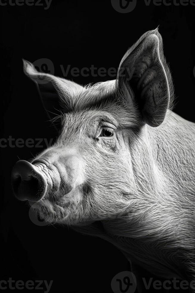 portrait studio photograph of pig photo