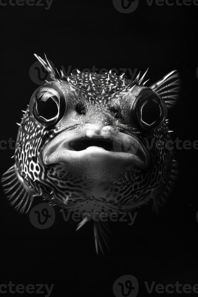 portrait studio photograph of pufferfish photo