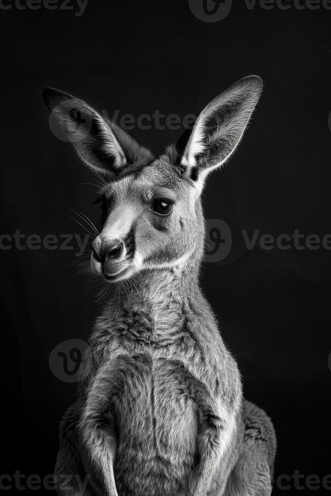 portrait studio photograph of red kangaroo photo