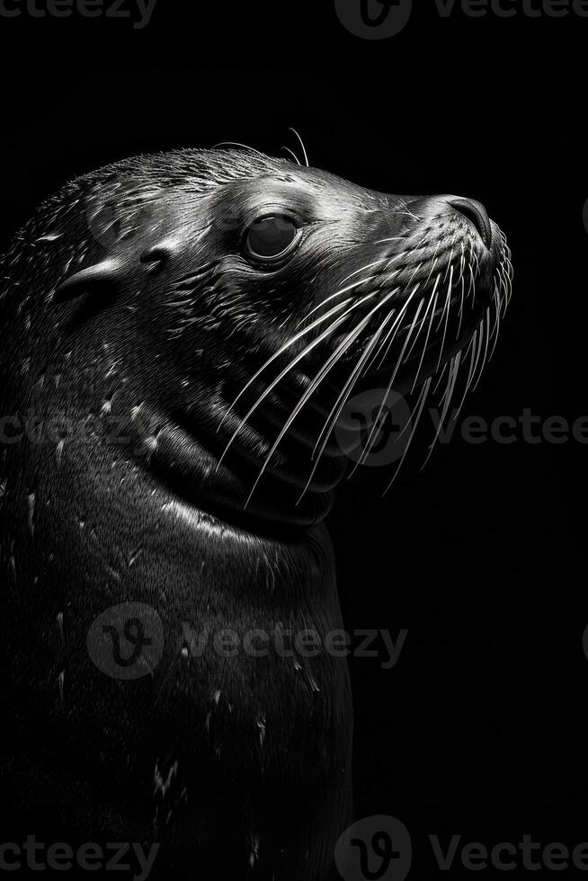 portrait studio photograph of seal photo
