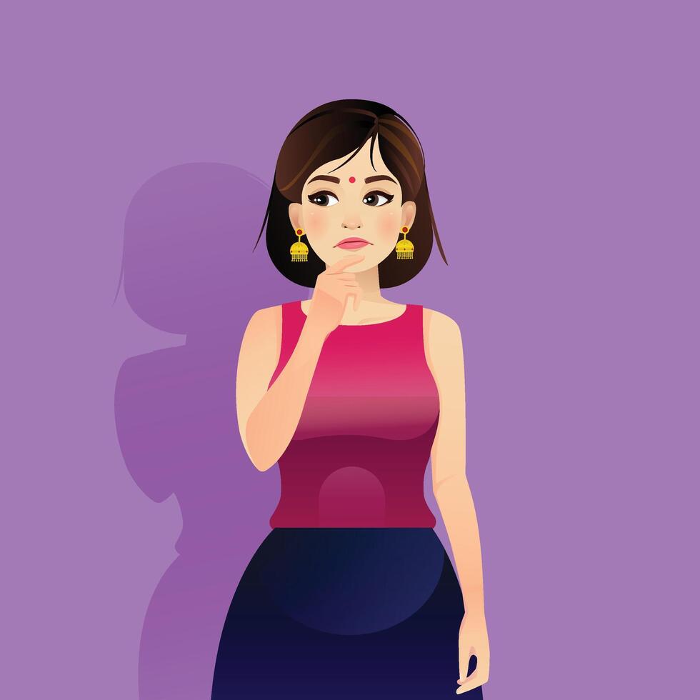 Indian Girl Expressions Pose, Beautiful Girl Character Design vector