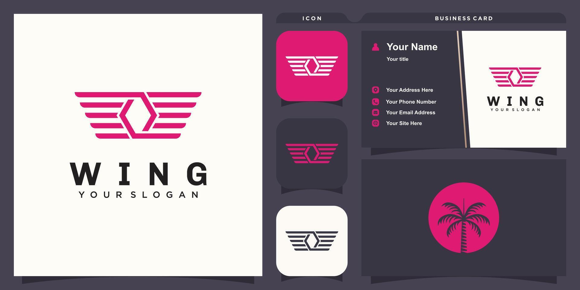 Wing logo design with modern unique style vector