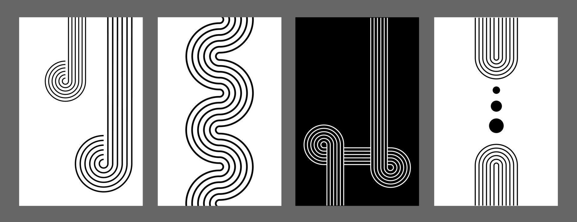 Line design set. Swiss design aesthetics. Line geometric arch and circle abstract shapes. vector