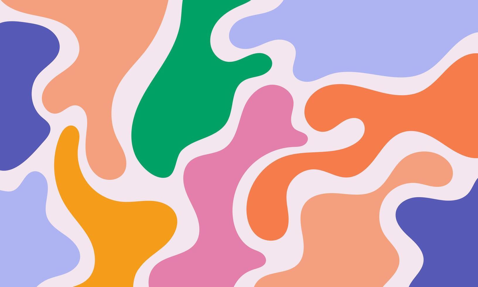 Colorful liquid blobs background. Doodle organic shapes on beige backdrop. Trendy childish pattern. Minimalist design with basic shapes vector