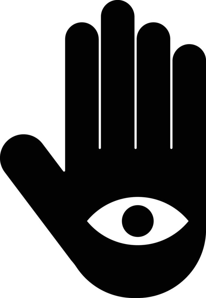 Hand with eye icon isolated on white background . illustration vector