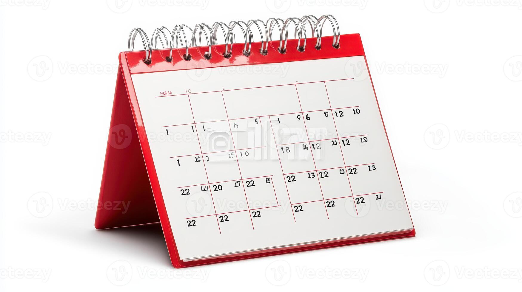 Red tabletop calendar displaying the month of January with days clearly marked, placed on a neutral background photo