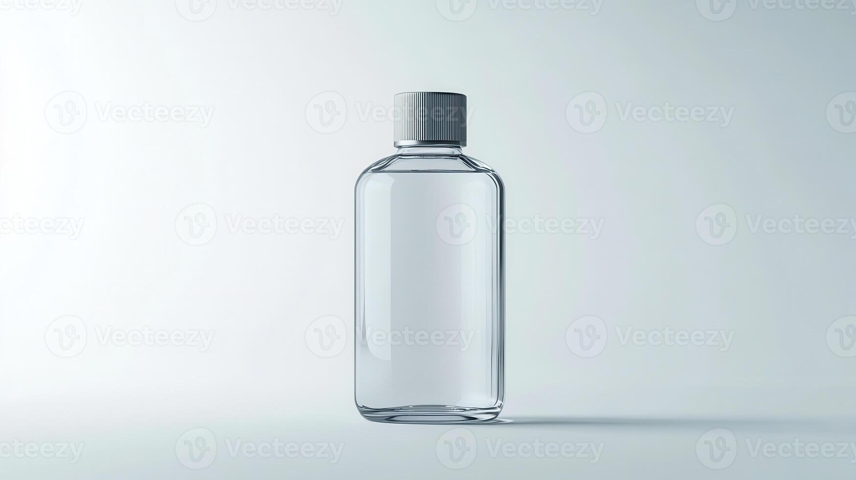 Clear plastic bottle on a light background showing transparency and simplicity in design photo