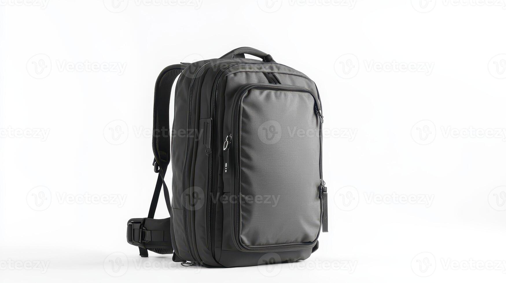Stylish black backpack with multiple compartments designed for travel and everyday use photo