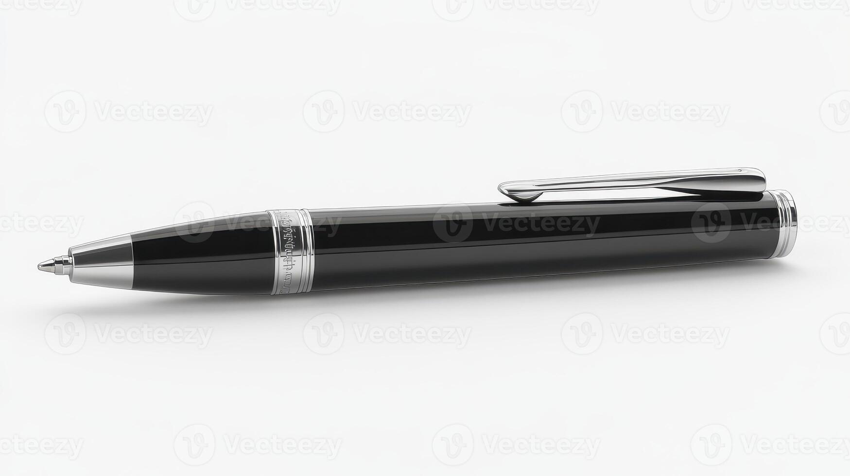 A sleek black pen rests on a clean white surface, showcasing its elegant design and attention to detail, ideal for writing and daily use photo