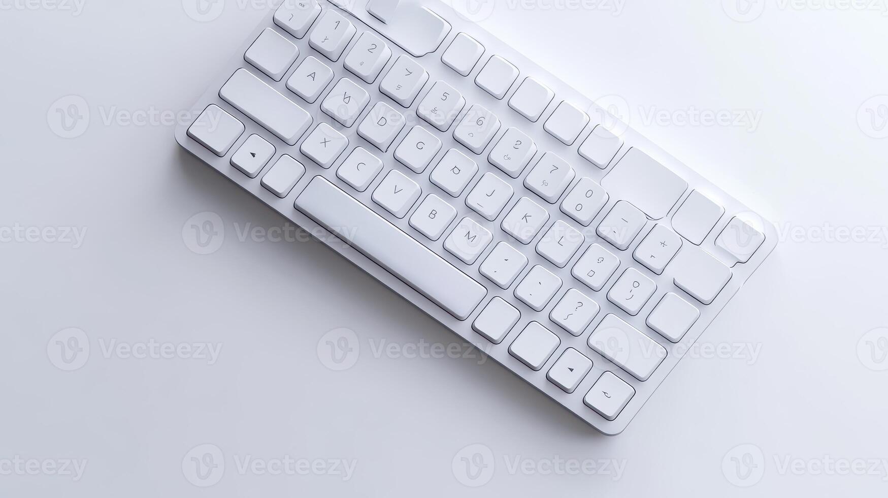 Minimalistic white keyboard on a light surface photo
