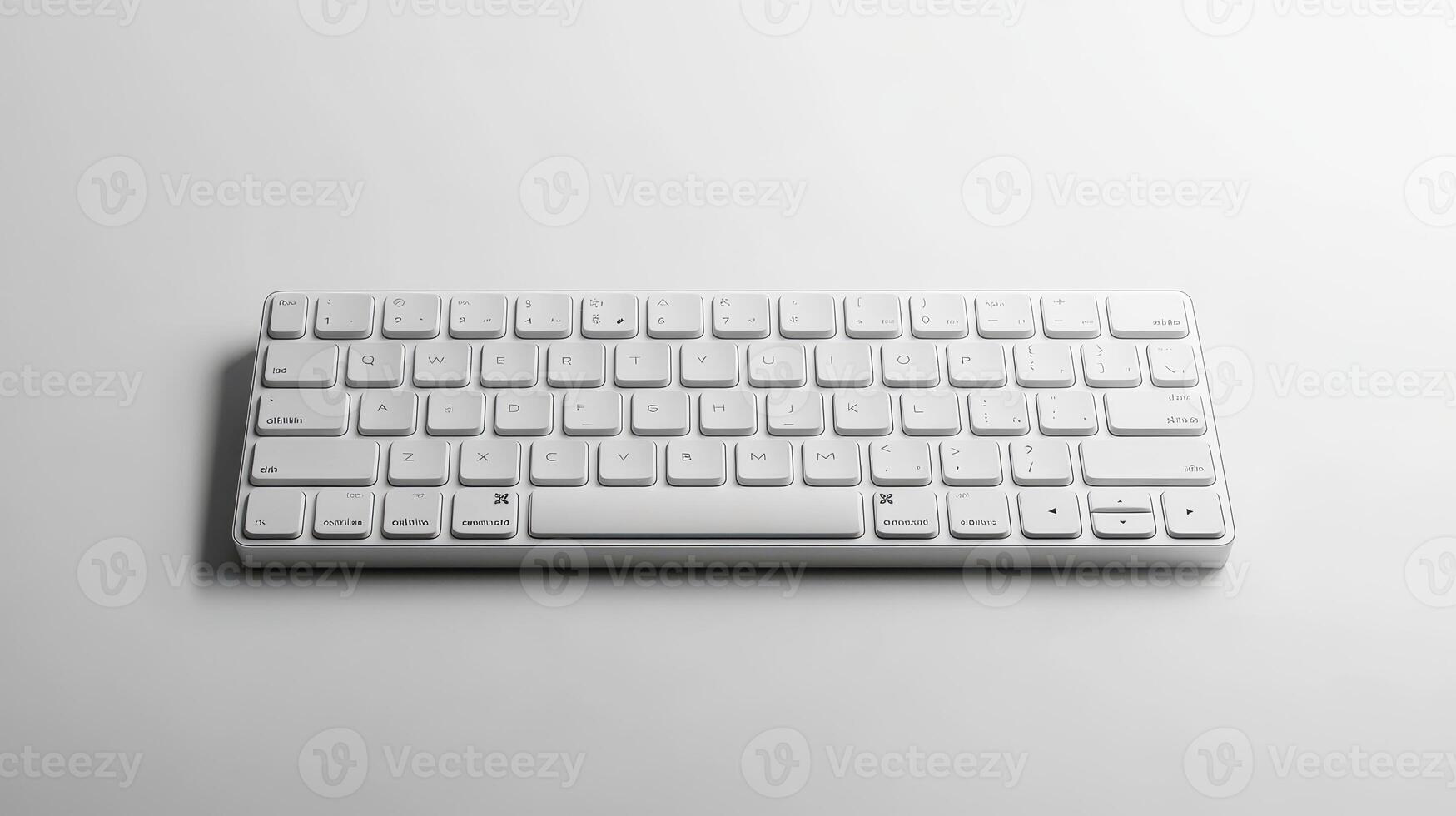 White wireless keyboard on a light surface, showcasing a modern design and compact layout photo