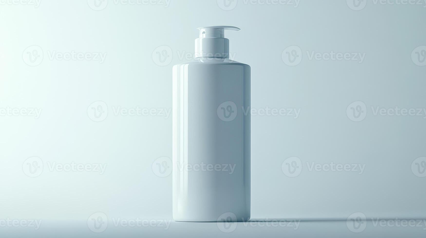 White pump bottle on a minimalistic background in a well-lit studio setting photo