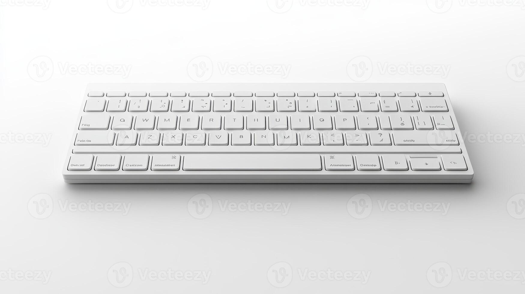 Minimalistic white keyboard on a light surface for modern workspace efficiency photo