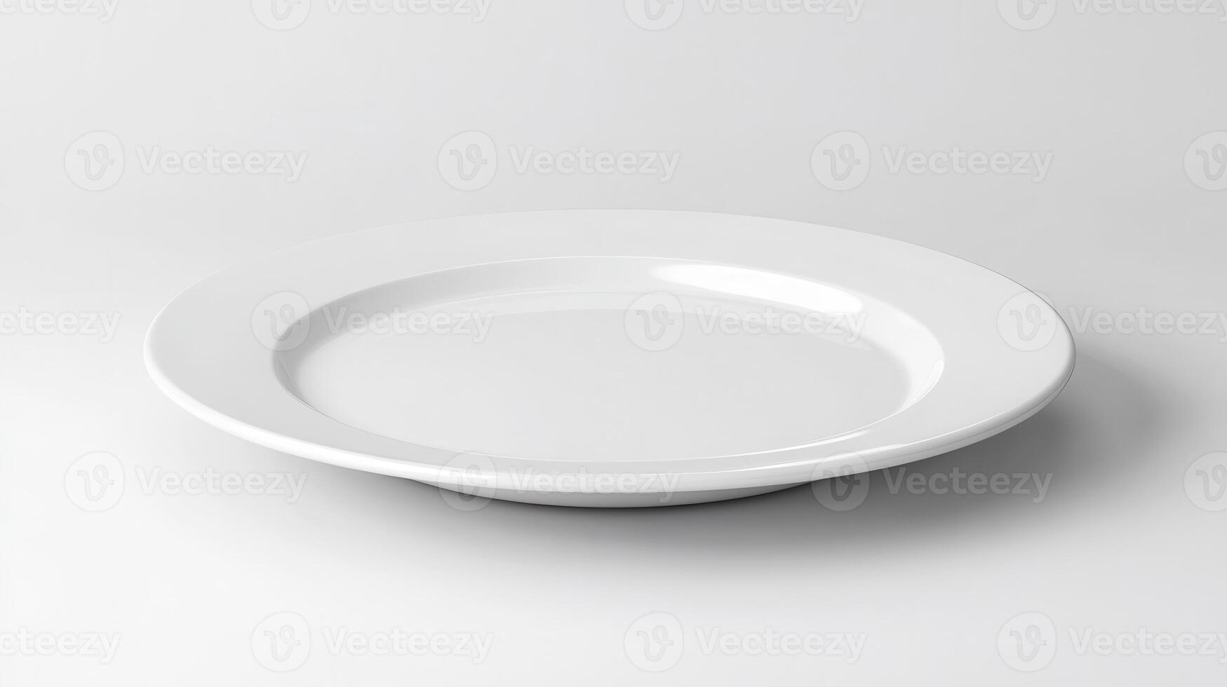 Empty white dinner plate on a light background photo