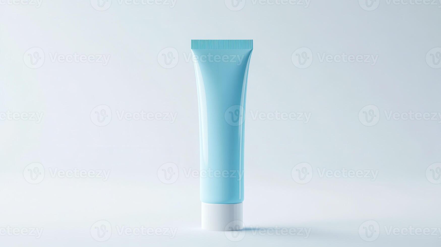 Light blue skincare tube on a plain background with soft lighting photo