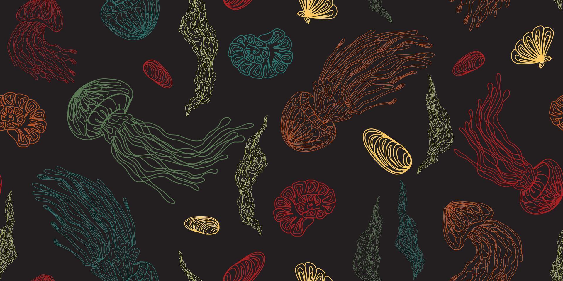 Mystical jellyfish pattern seamless pattern rapport vector