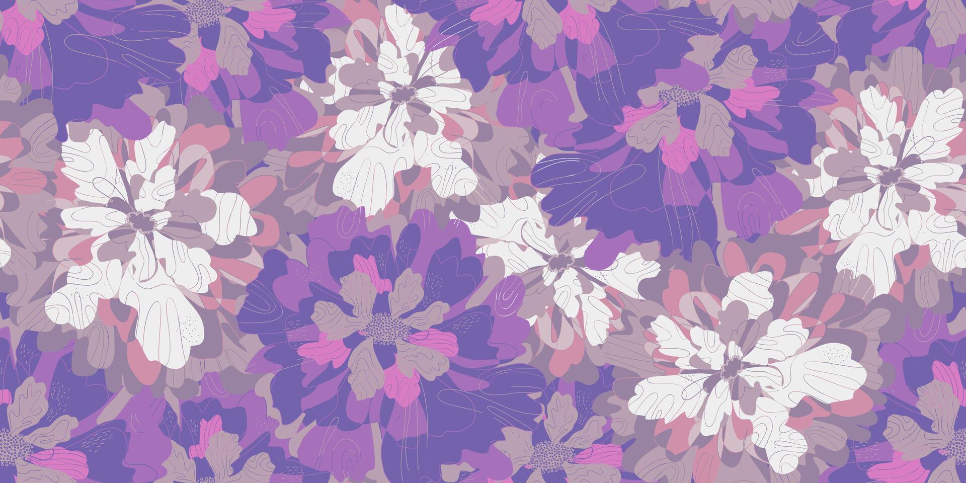a purple and white floral pattern vector