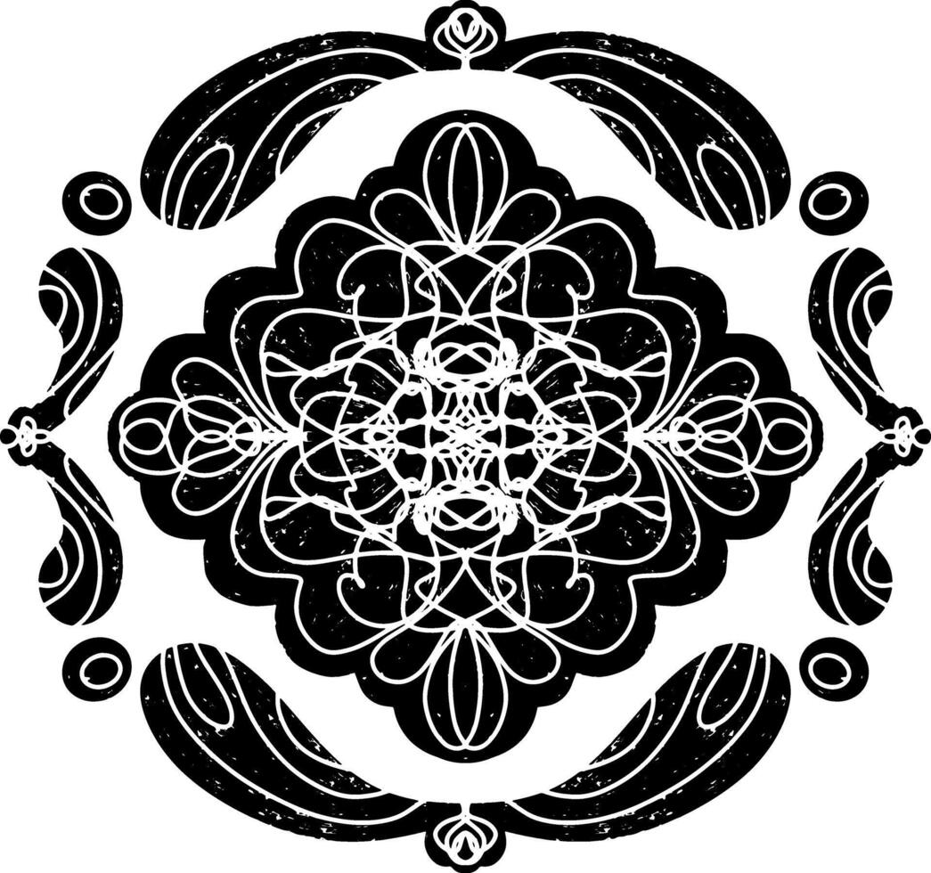 a black and white design with a circular pattern vector