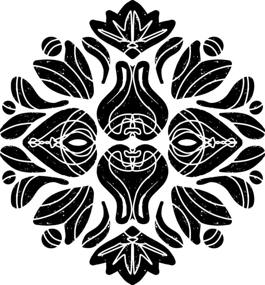 a black and white design with a flower vector