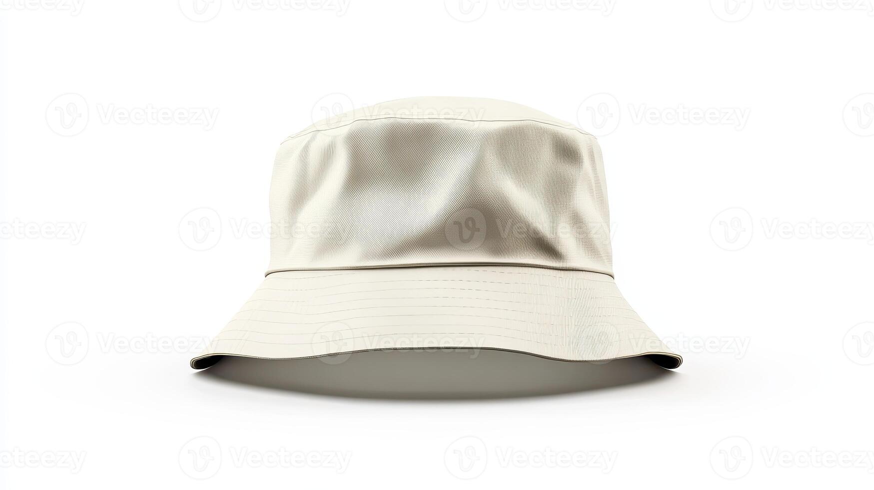 Light beige bucket hat on a white background, showcasing its soft texture and wide brim suitable for outdoor activities photo