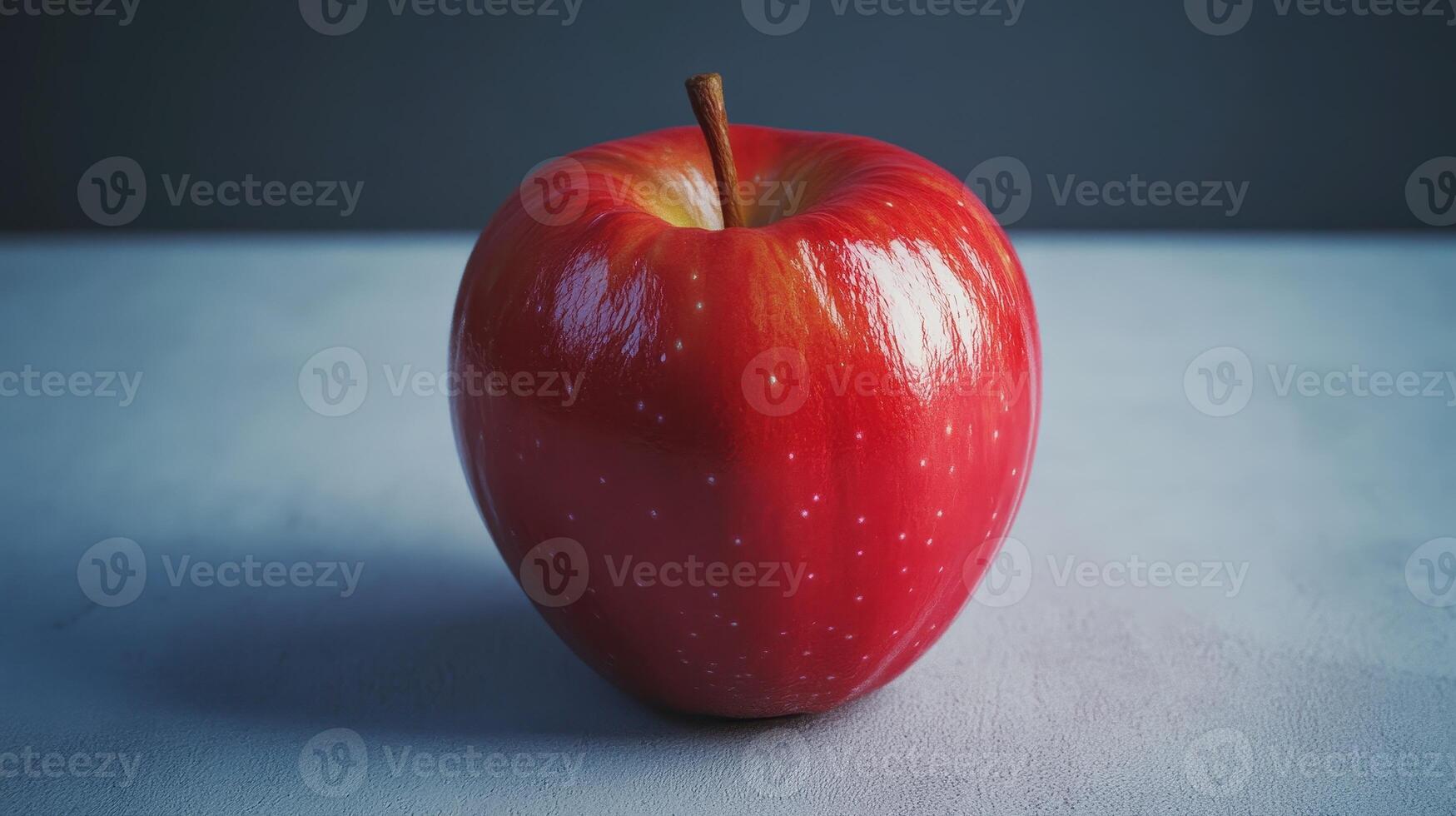 Freshly Harvested Red Apple Glowing Against Smooth Textured Surface in Natural Light photo