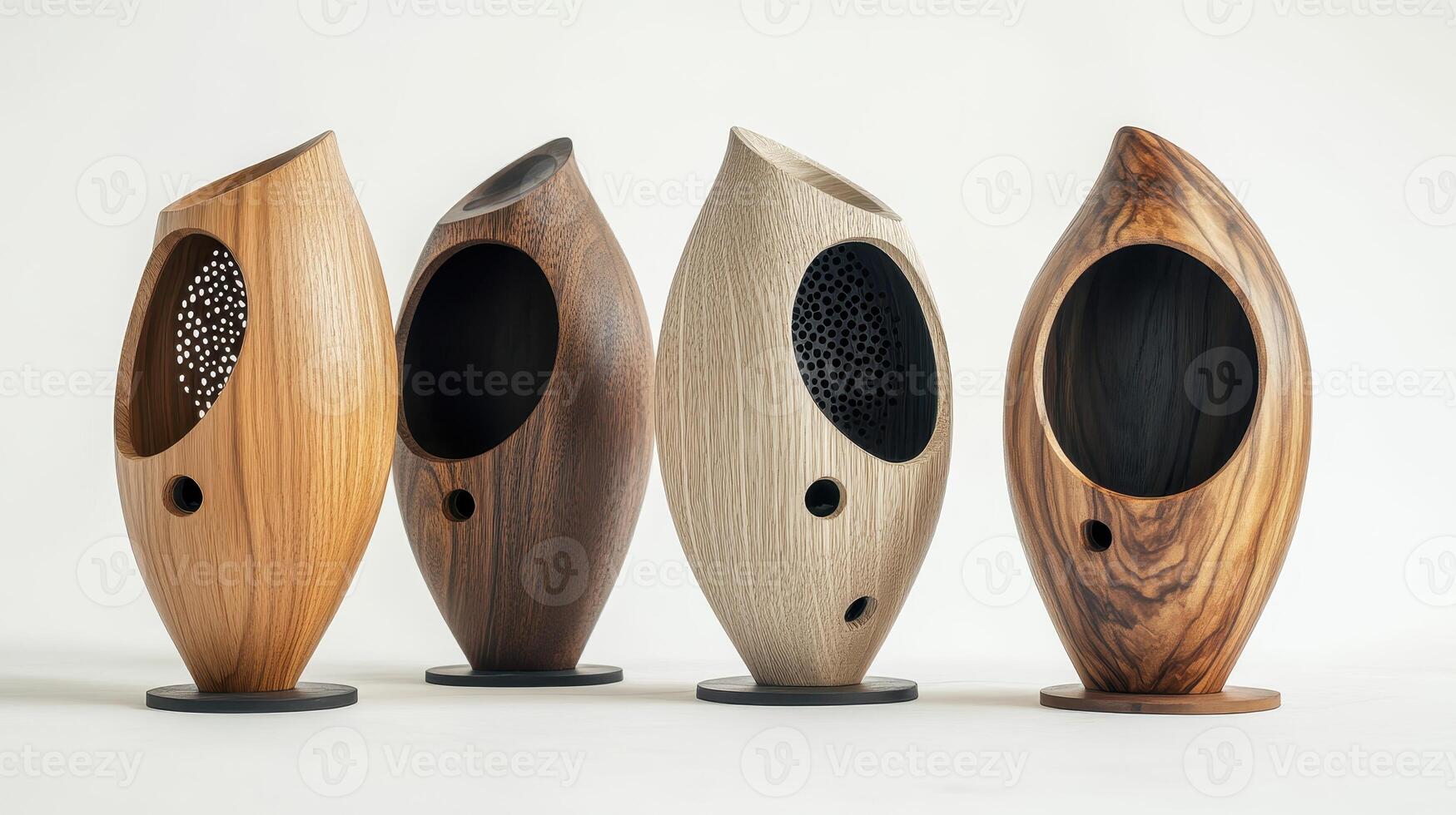 Elegant Wooden Decorative Instruments Crafted With Precision in a Contemporary Studio Setting photo