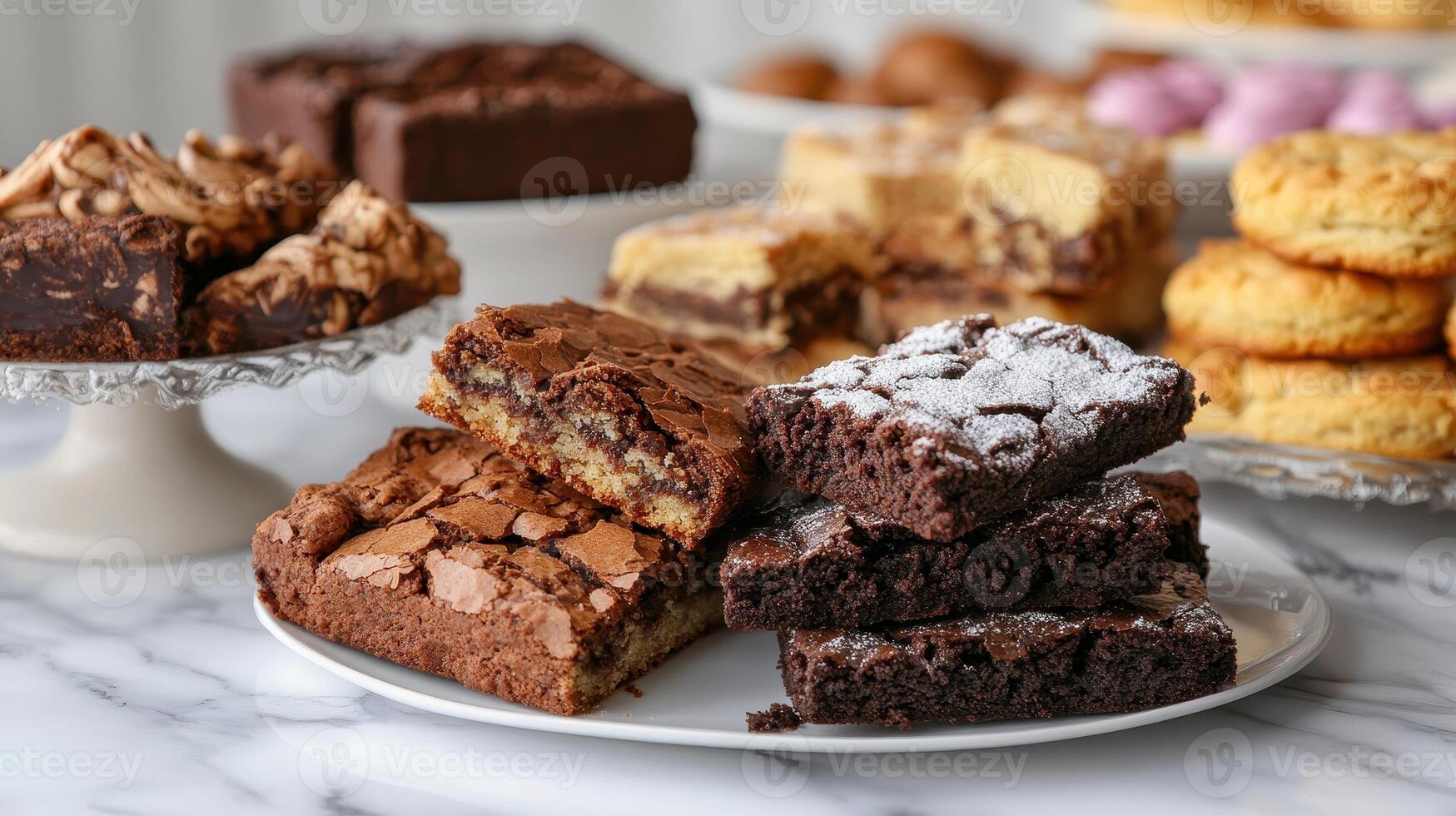 A Delicious Array of Brownies, Cookies, and Treats on Display at a Dessert Table photo