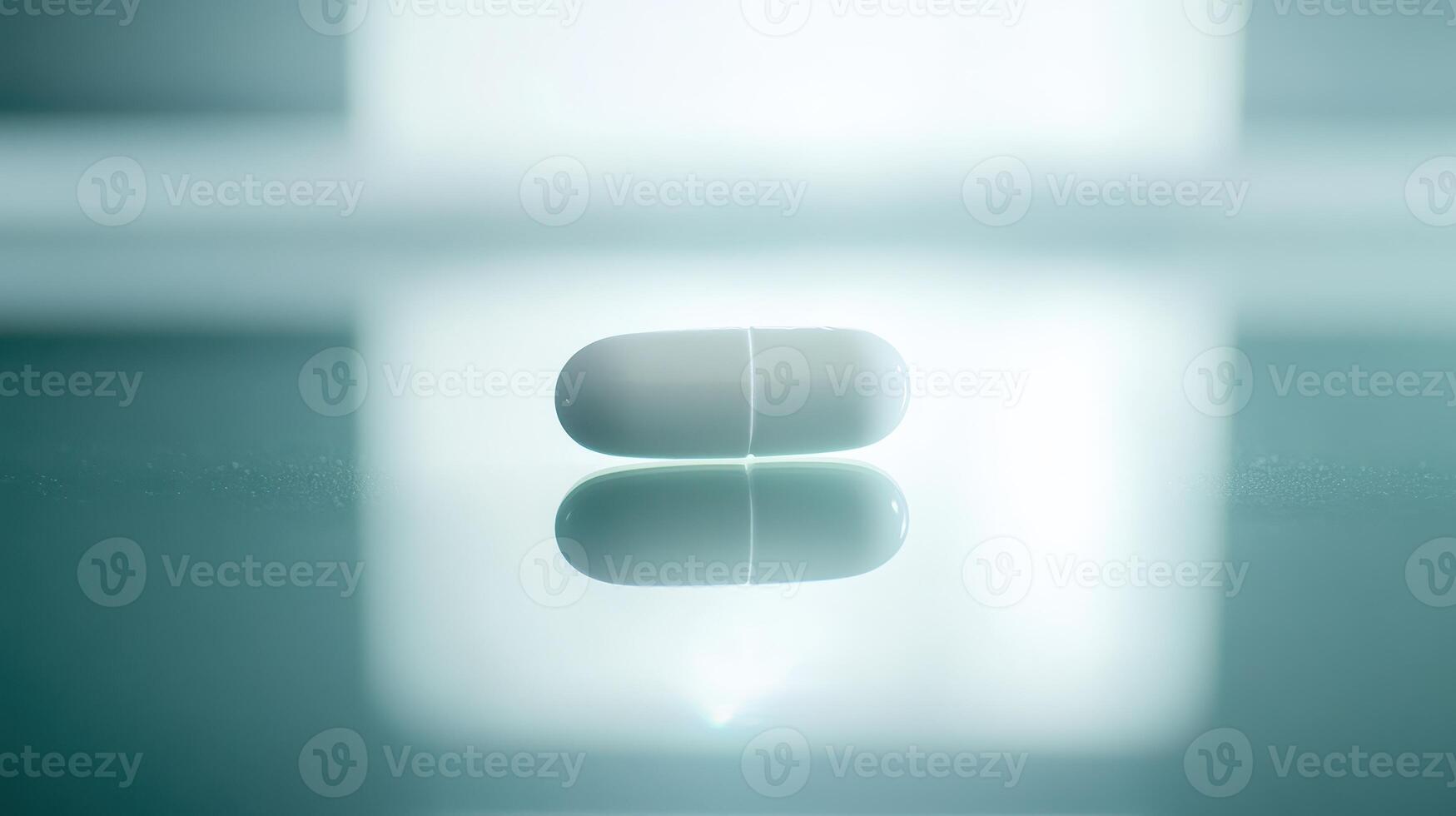 Close-Up of a Capsule on Glass Surface With Reflections During Soft Morning Light photo