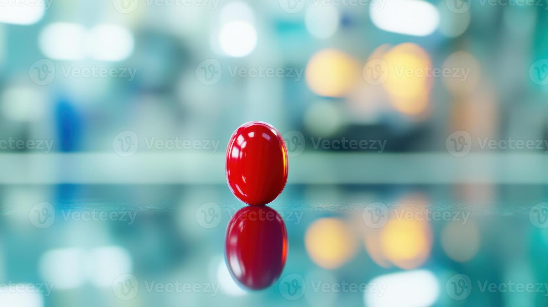 Vibrant Red Object Balancing on Reflective Surface in Modern Laboratory During Daylight Hours photo