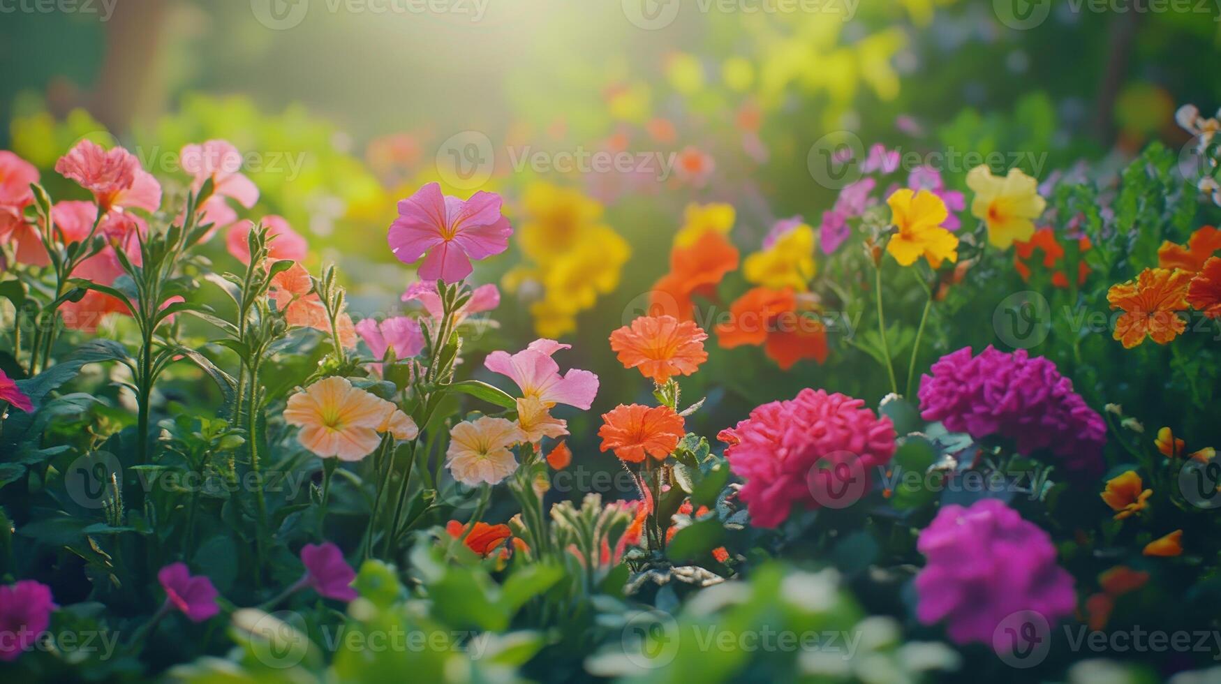 Vibrant Garden Blooms in Full Color During a Sunny Spring Afternoon photo