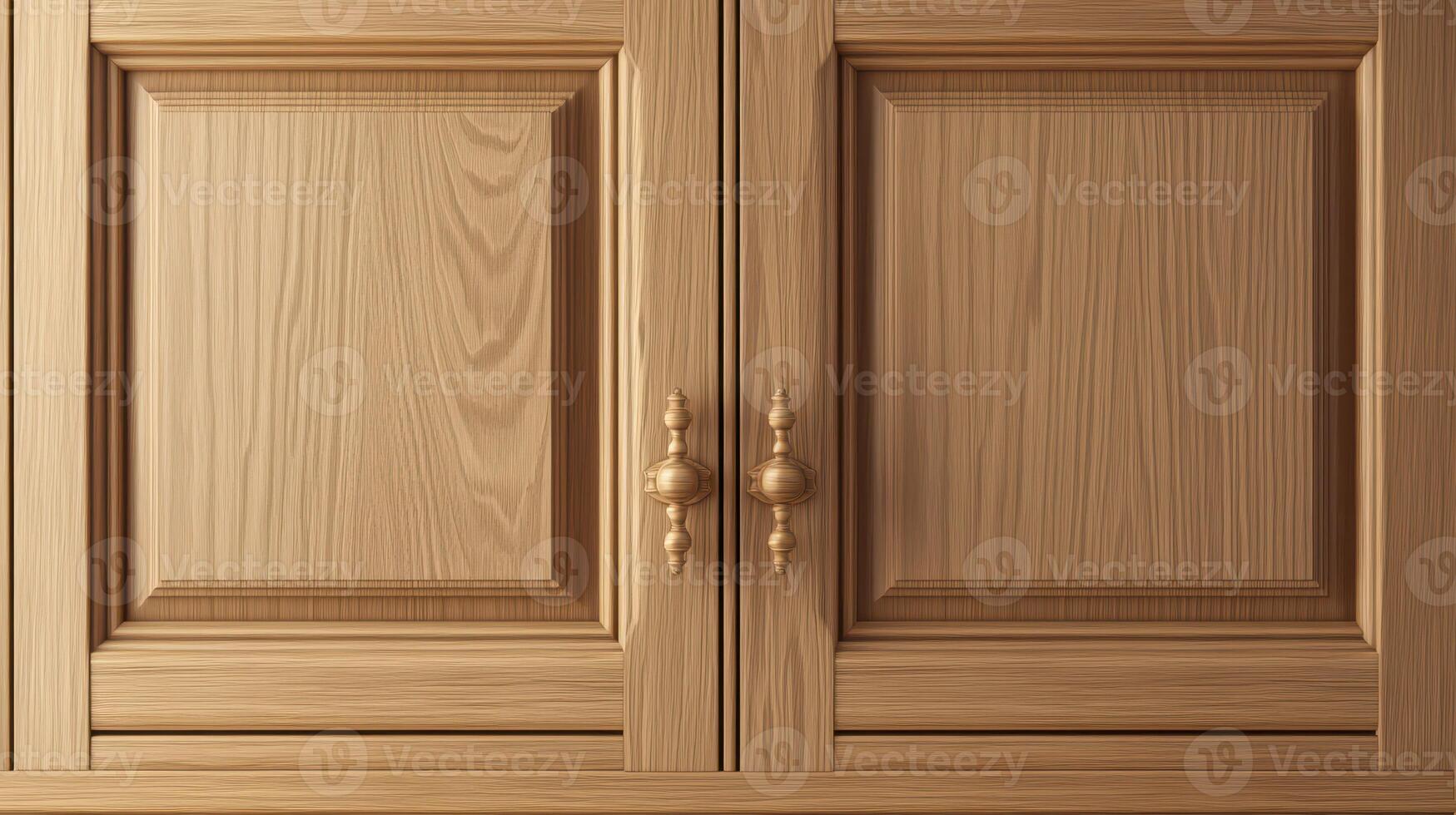 Elegant Wooden Cabinet Doors With Detailed Paneling in a Warmly Lit Room Setting photo