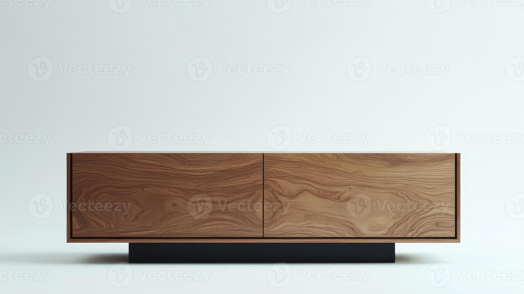 Modern Minimalist Wooden Cabinet Displaying Elegant Grain Patterns Against Neutral Background photo