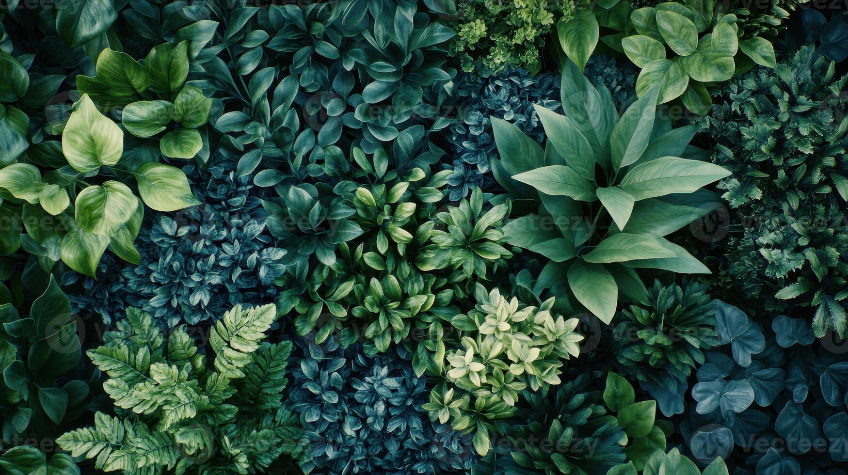 Vibrant Green Plant Arrangement Showcasing Various Species and Textures in a Well-Lit Indoor Environment photo