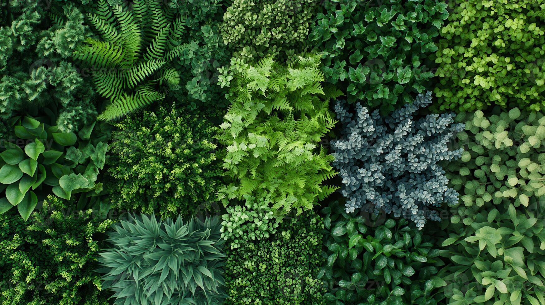 Diverse Greenery Displayed in an Aesthetic Arrangement of Various Plants and Foliage photo