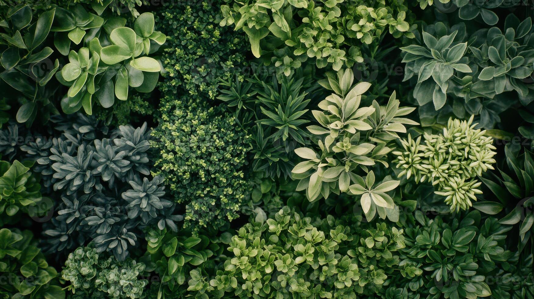 Lush Greenery Displayed in a Vibrant Assortment of Foliage During a Sunny Afternoon in a Garden photo