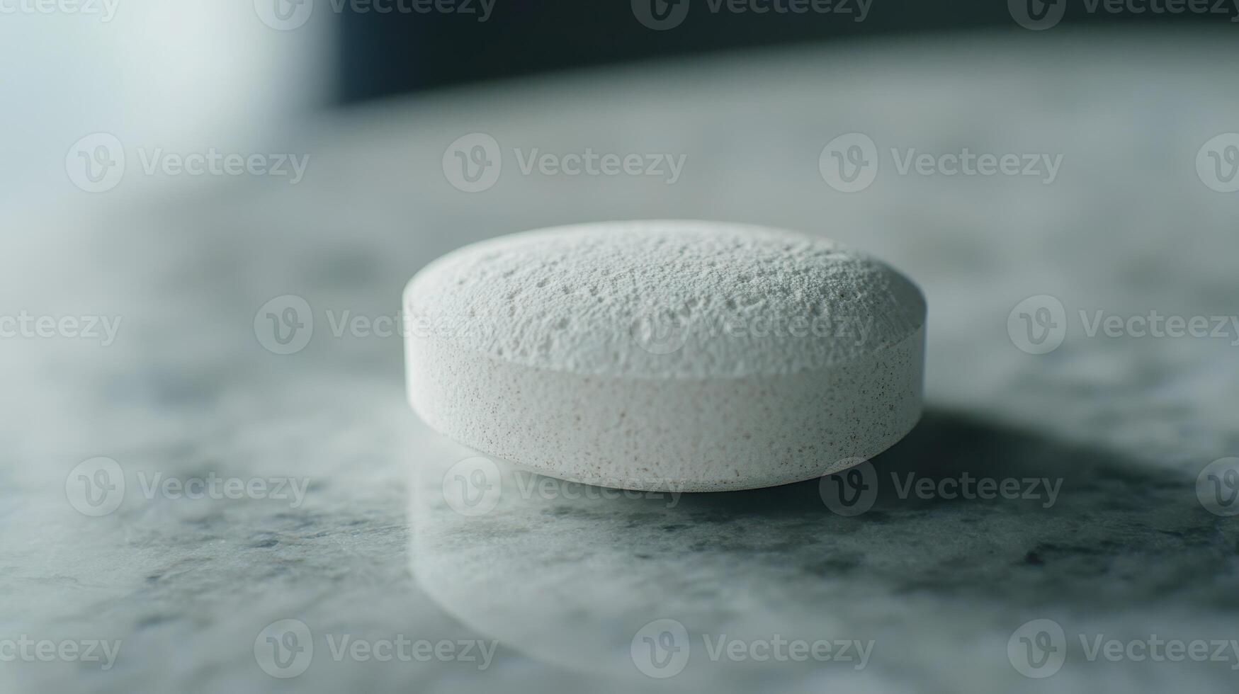 White Effervescent Tablet on Marble Surface in Soft Natural Light During Morning Hours photo
