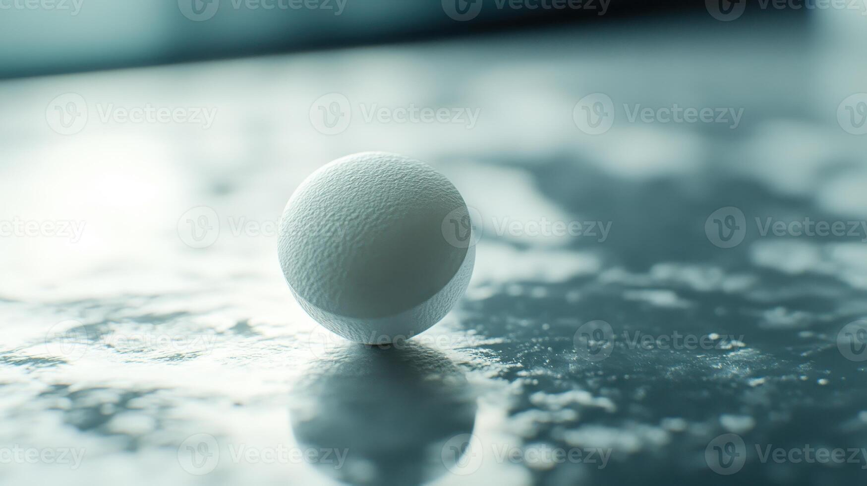 A Single White Ball Resting on a Smooth Surface in Soft Natural Light photo