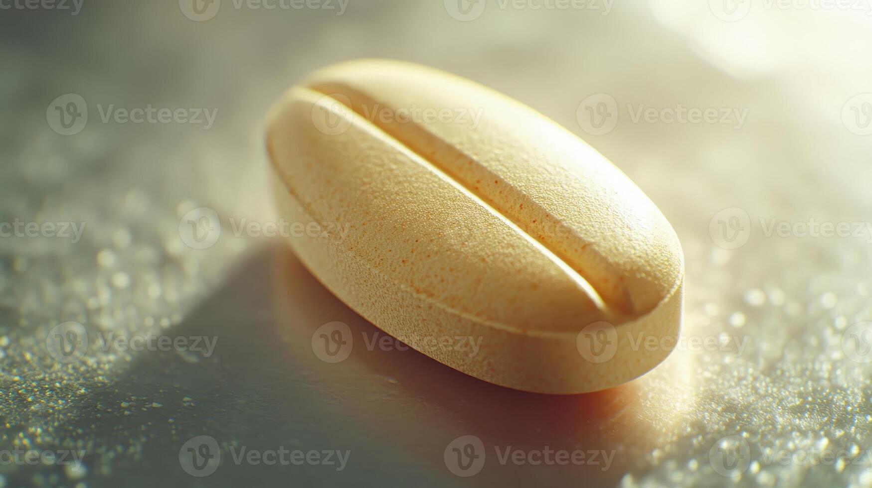 Yellow Oblong Tablet Positioned on Metallic Surface During Bright Light Conditions photo