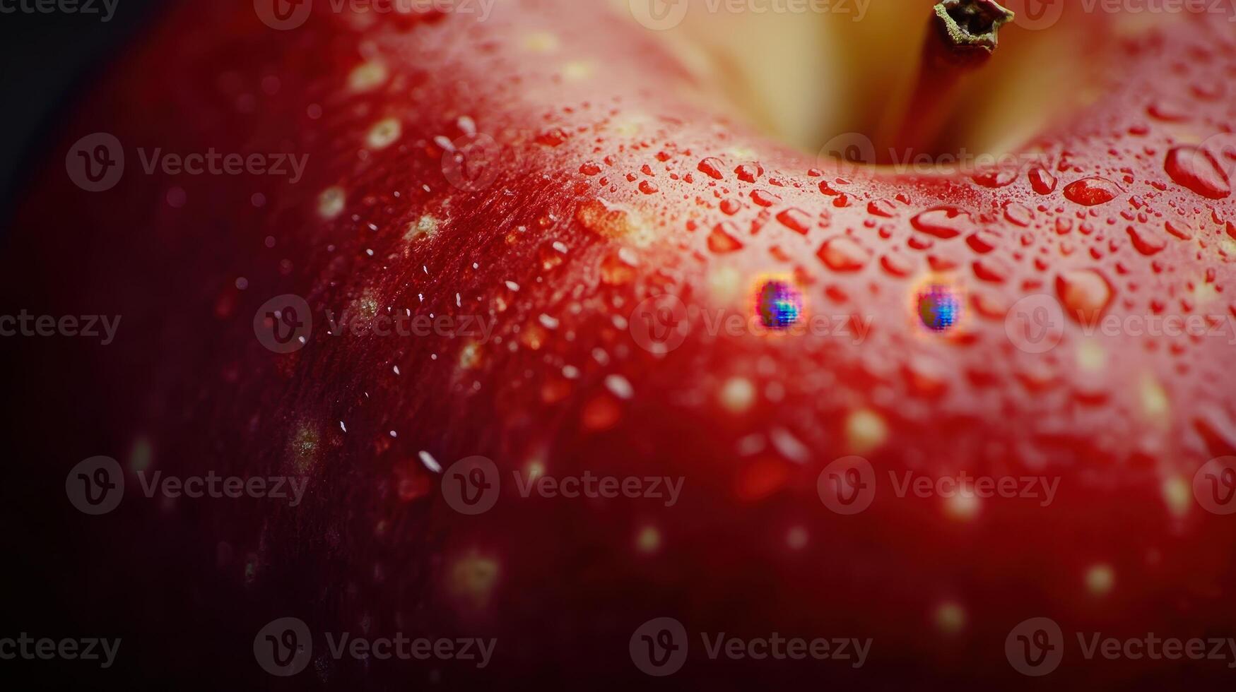 Close-Up of a Freshly Washed Red Apple With Water Droplets on Its Skin in Natural Light photo