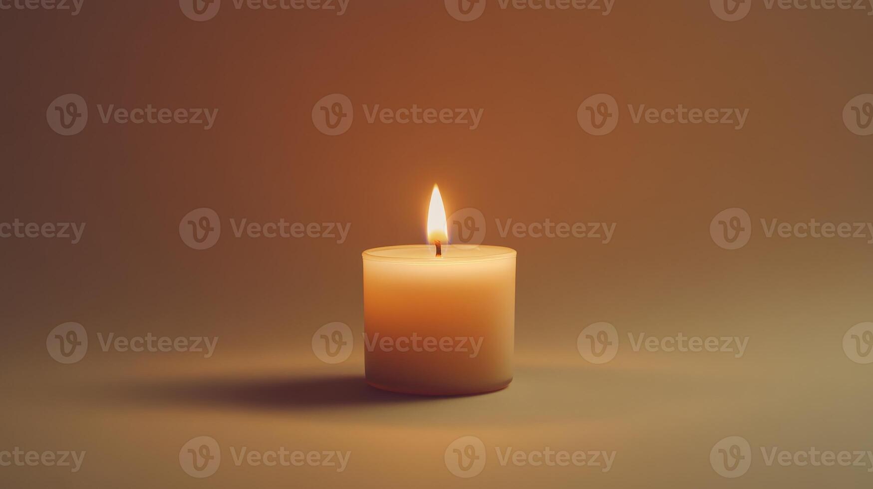 A single lit candle casting soft light in a serene, minimalistic setting photo