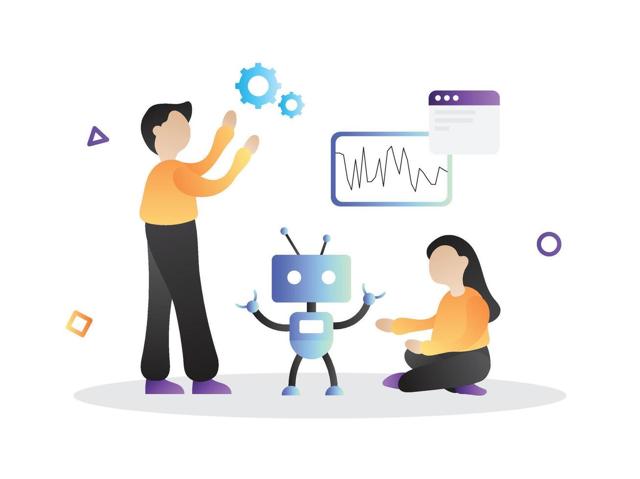 people who are training AI robots vector
