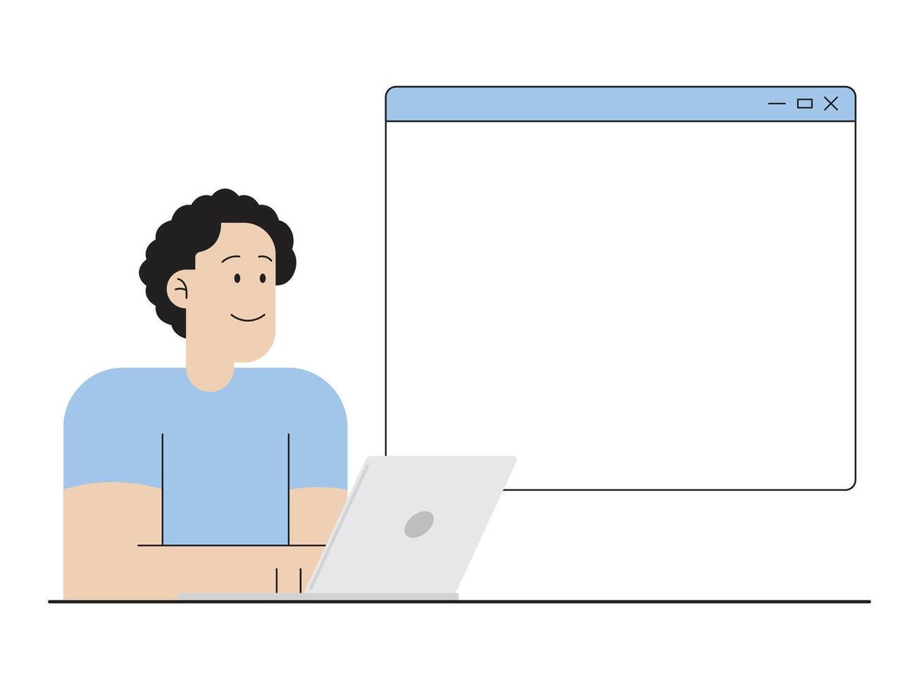 person giving a presentation with a blank screen next to him vector