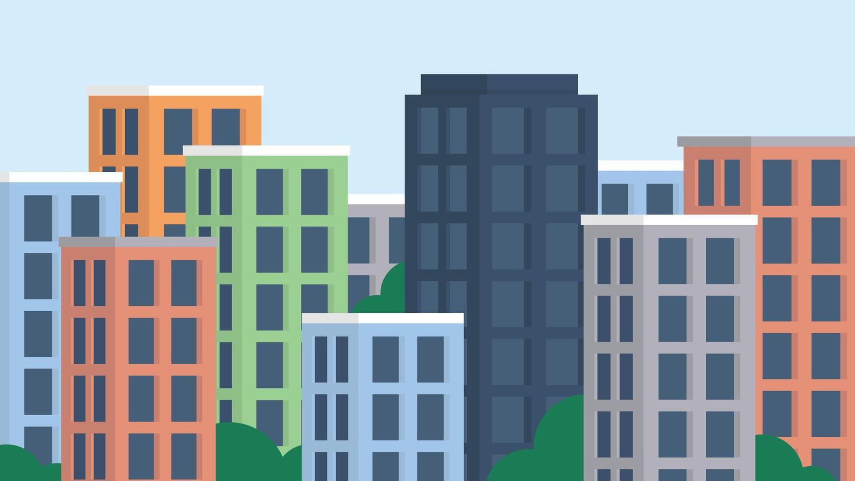 green city view with tall buildings vector