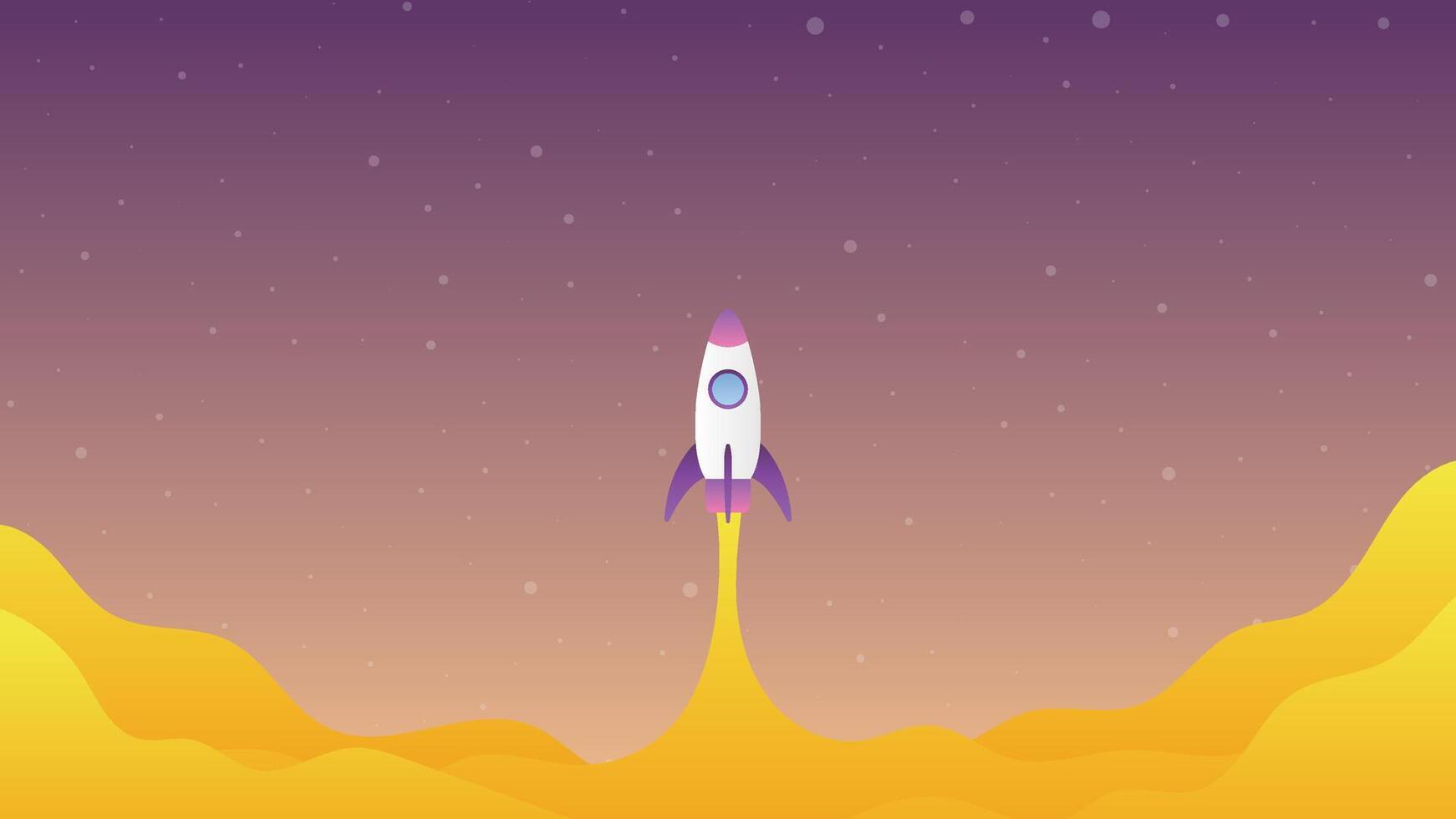 a rocket is about to take off and leaves behind a cloud of smoke vector