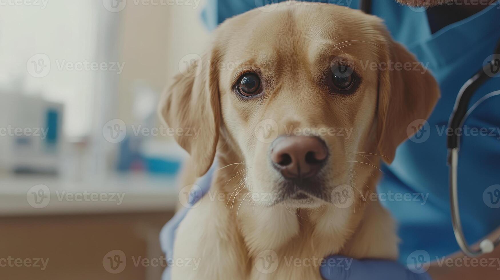 Dog being examined by a veterinarian in a clinic during a routine check-up photo