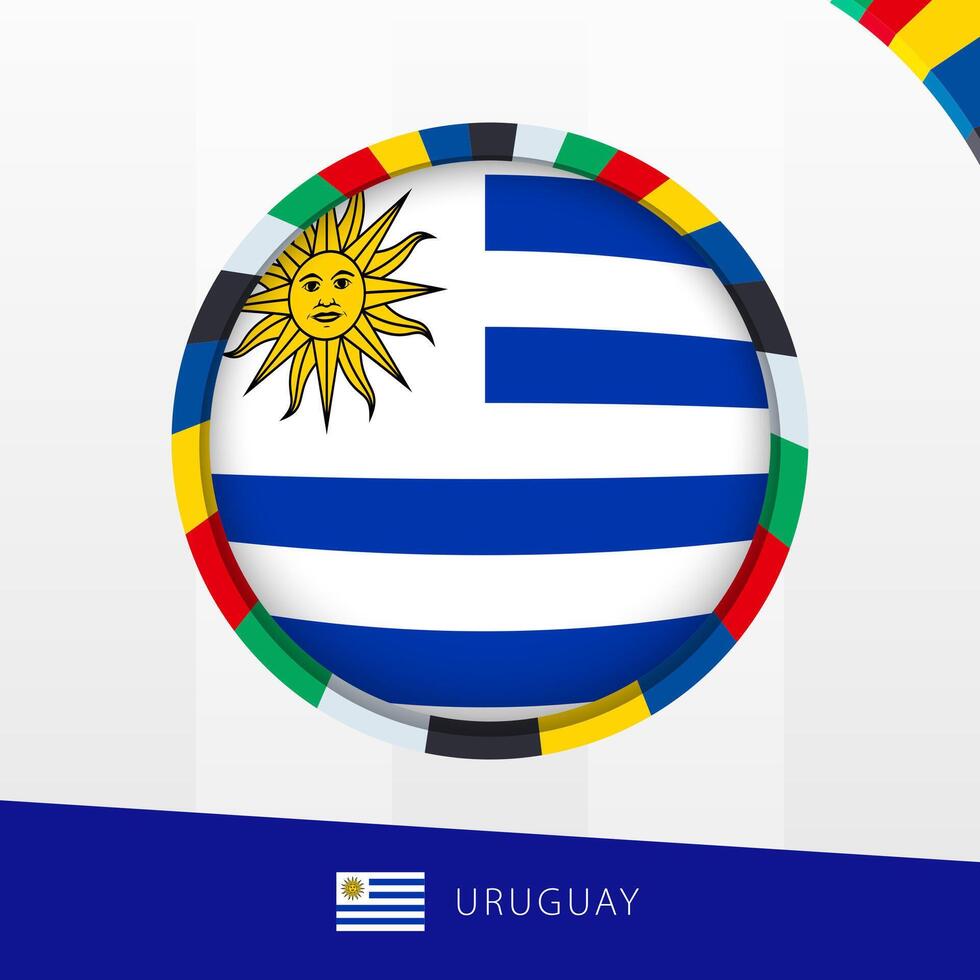 Uruguay Flag with Colorful Circle Border. vector
