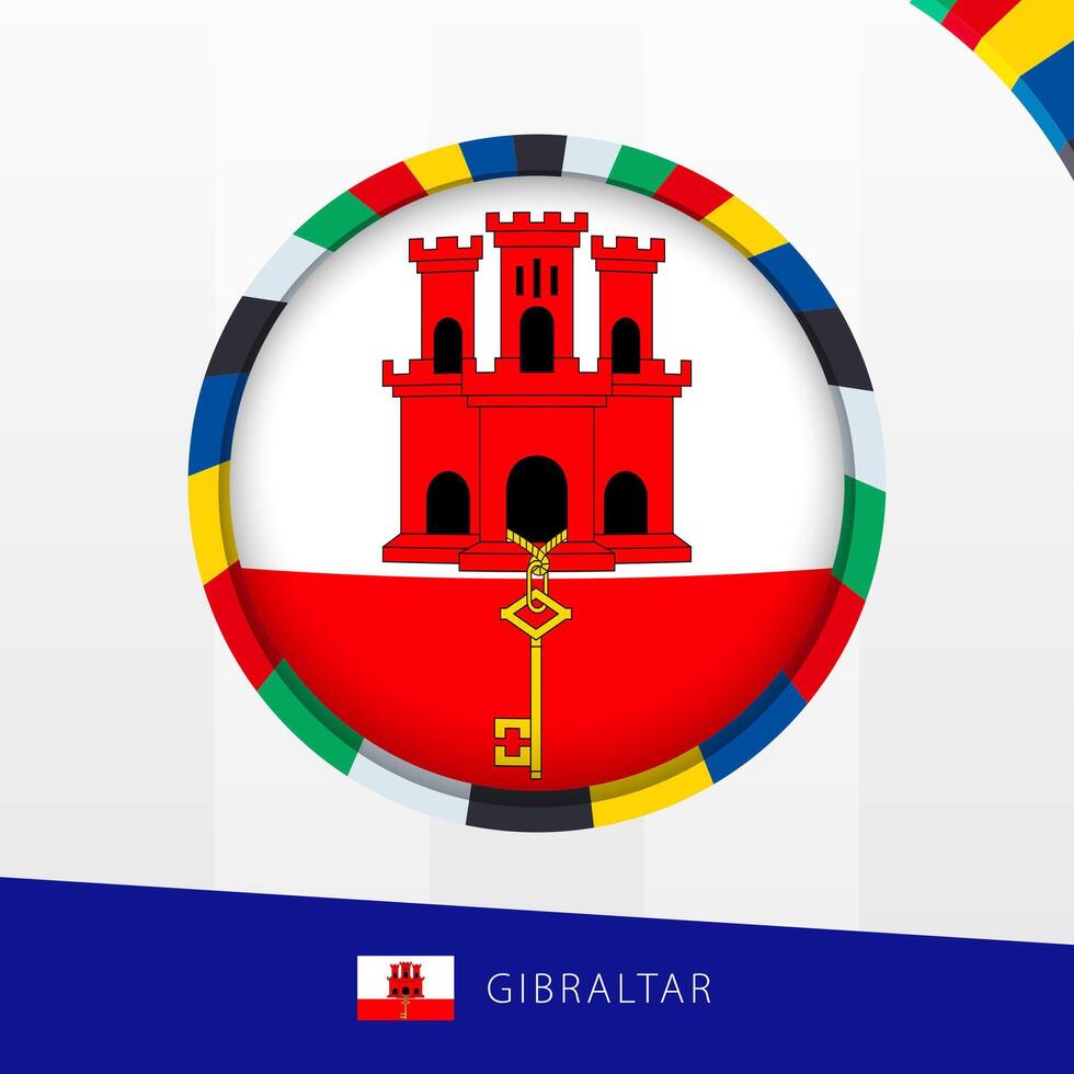 Gibraltar Flag with Colorful Circle Border. vector