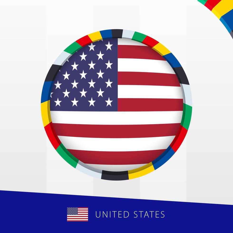 USA Flag with Colorful Circle Border. vector