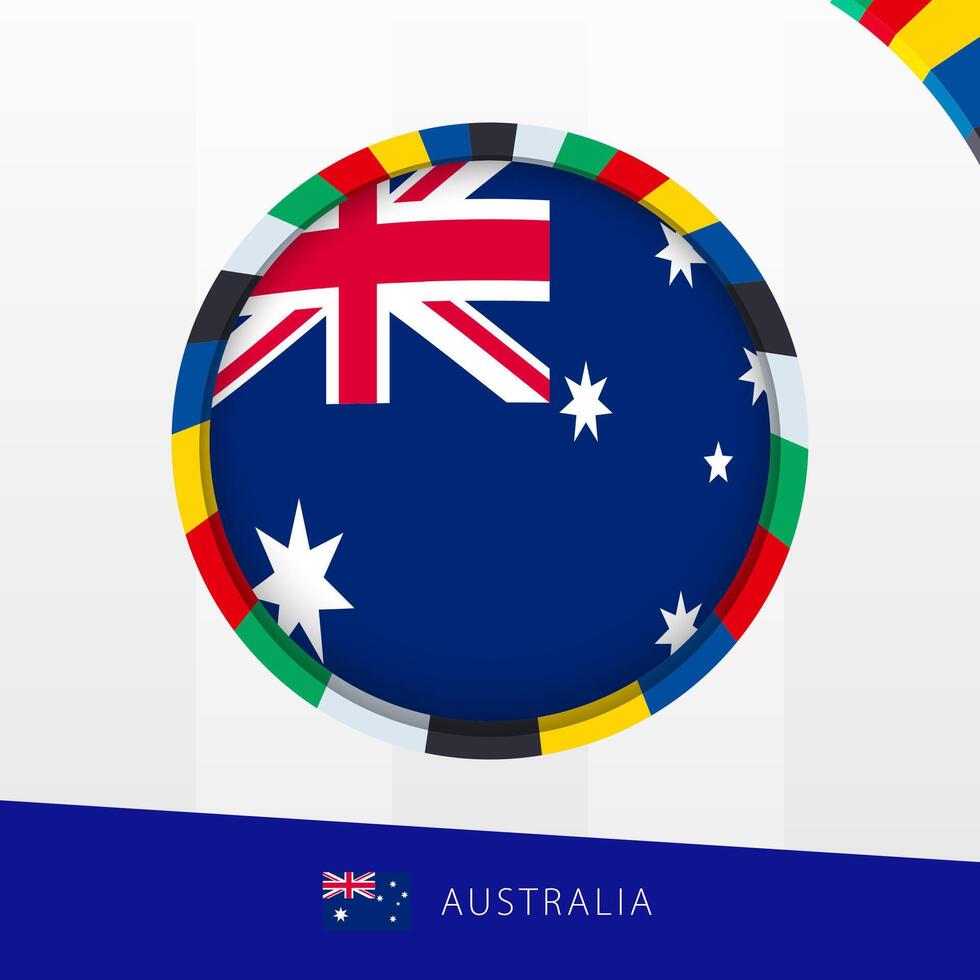 Australia Flag with Colorful Circle Border. vector